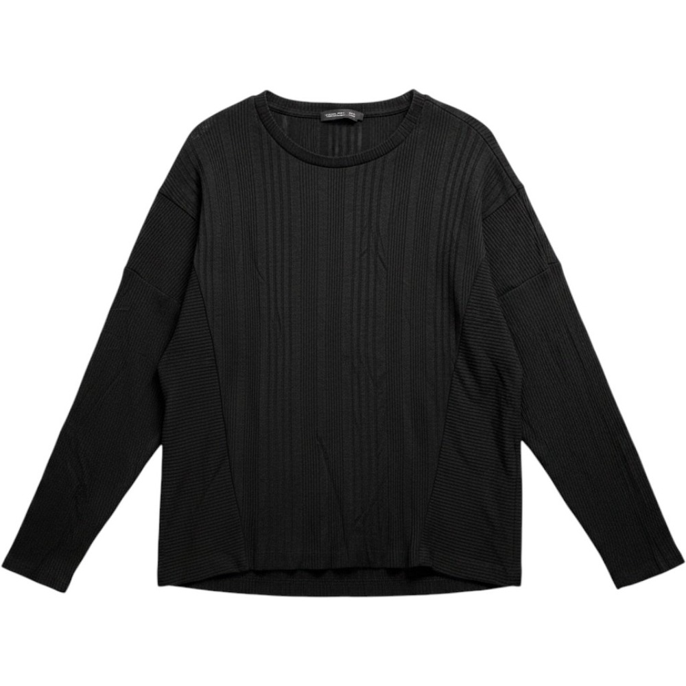Simply Vera Vera Wang Womens XXL Black Ribbed Mixed Texture Long Sleeve Top